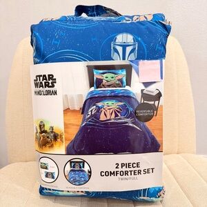 NEW Star Wars Mandalorian Blue‎ Comforter Set Baby Yoda Grogu {2 Pcs}